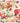 Serviertablett Melamin mit Griffen, Dekotablett groß 38x27 cm, Tablett beige - rot Motiv: Wildblumen