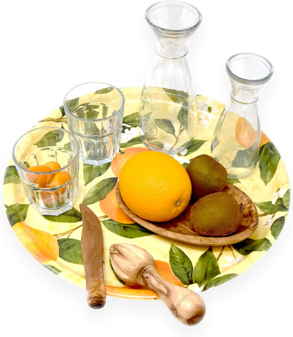 Melamin Tablett rund 40 cm Ø, buntes Tablett aus Italien Motiv: Cocktails