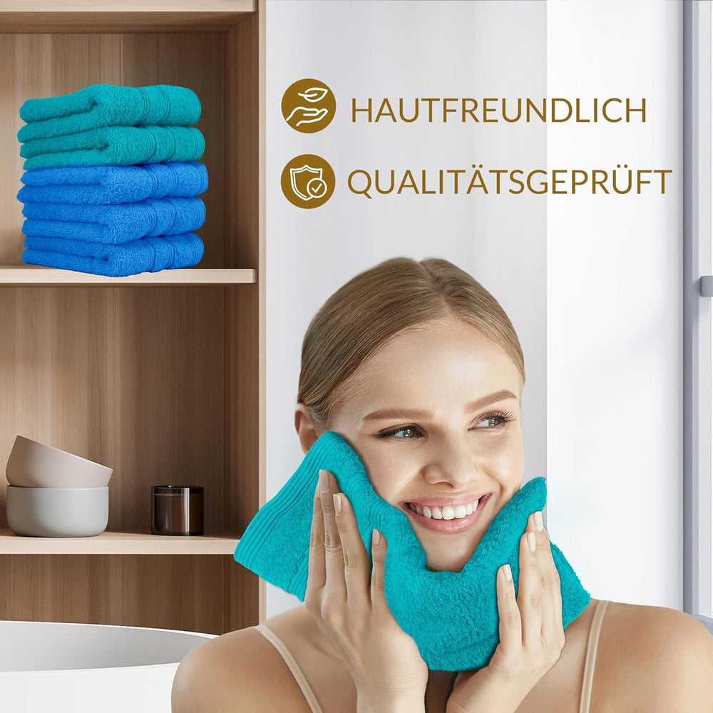 Waschlappen Set zweifarbig 30x30 cm 6 Stück Blau - Grün