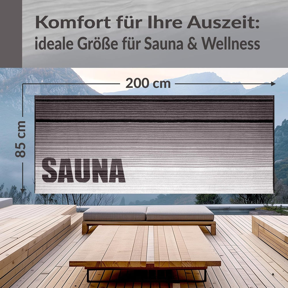 Saunahandtuch 85x200 cm Schwarz - Grau, Oslo Saunatuch