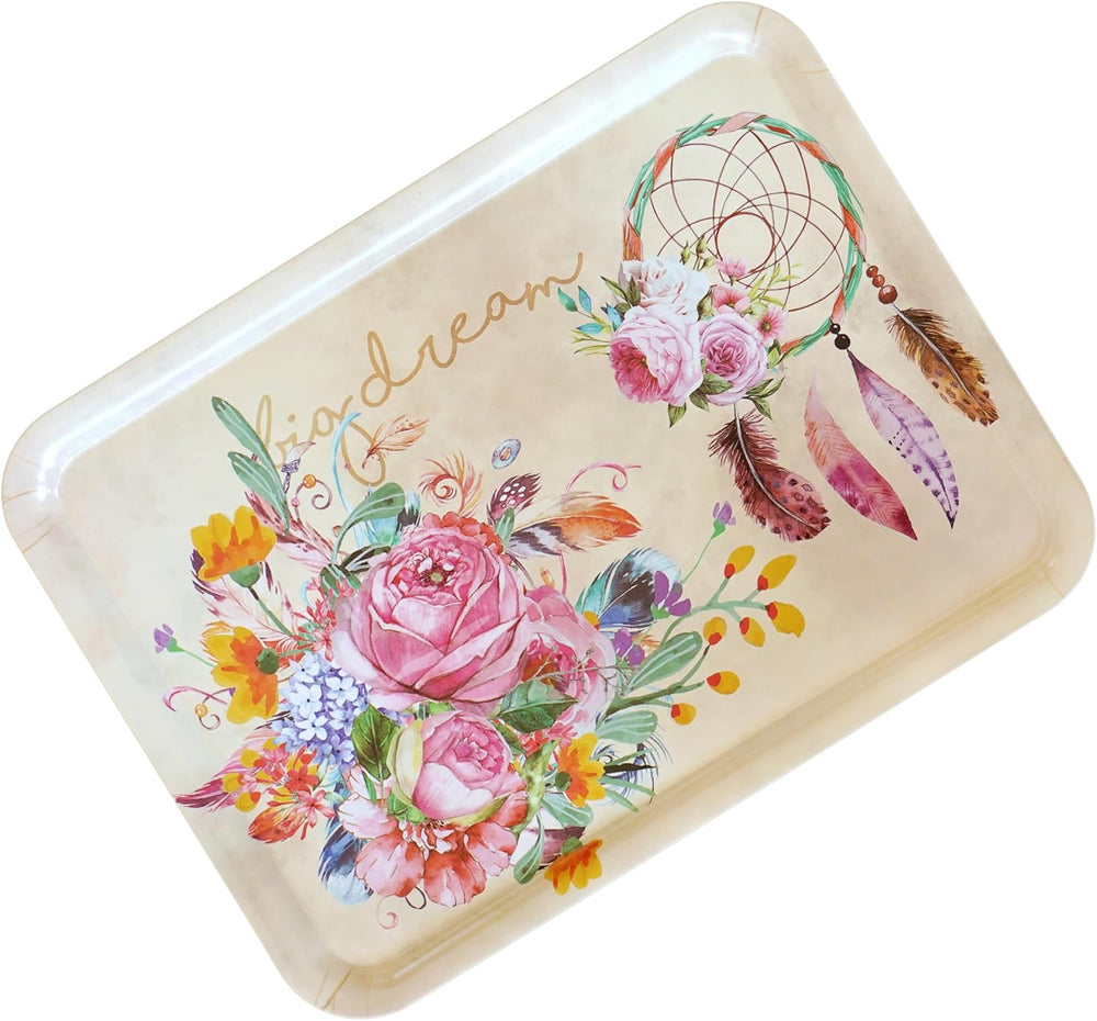 Serviertablett groß, Tischdeko Tablett Traumfänger 50x37 cm