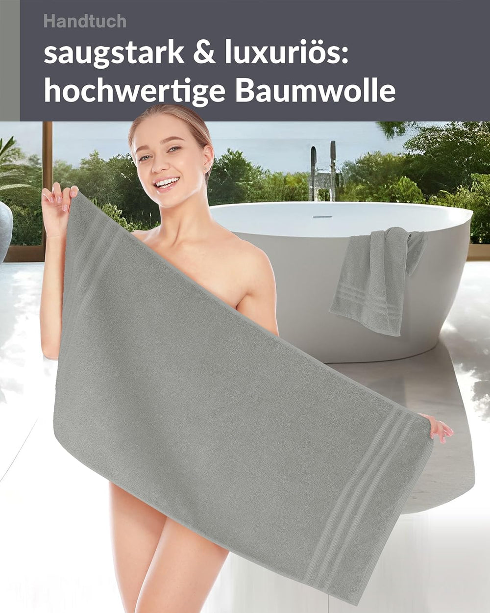 Handtuch 50x100 cm 2er Set Grau - Stein