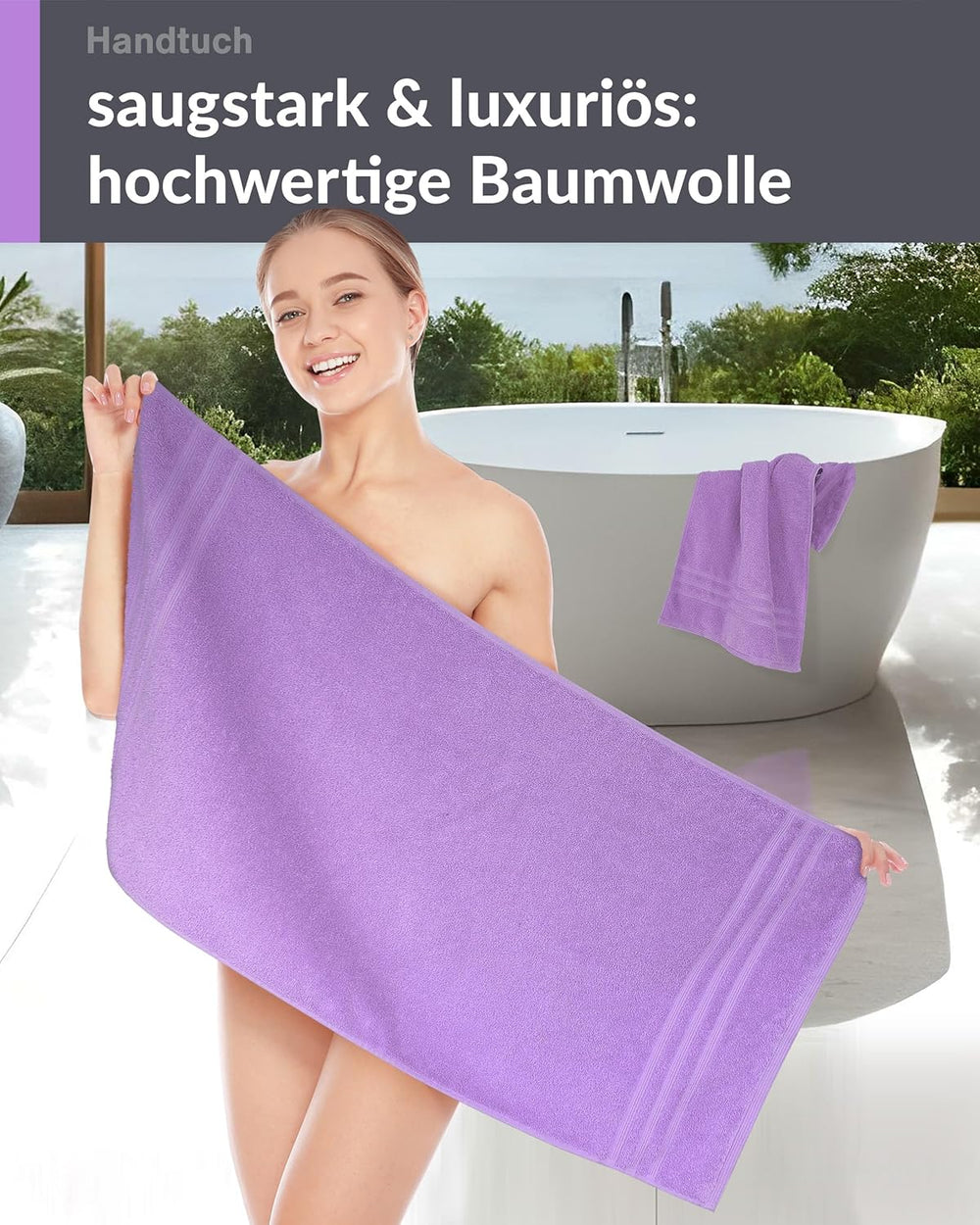 Handtuch 50x100 cm 2er Set Lila - Flieder