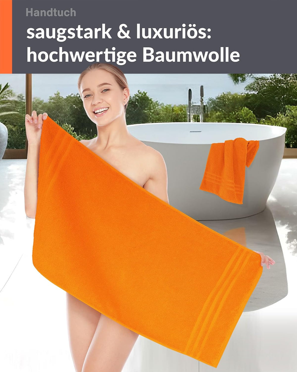Handtuch 50x100 cm 2er Set Orange - Clementinen