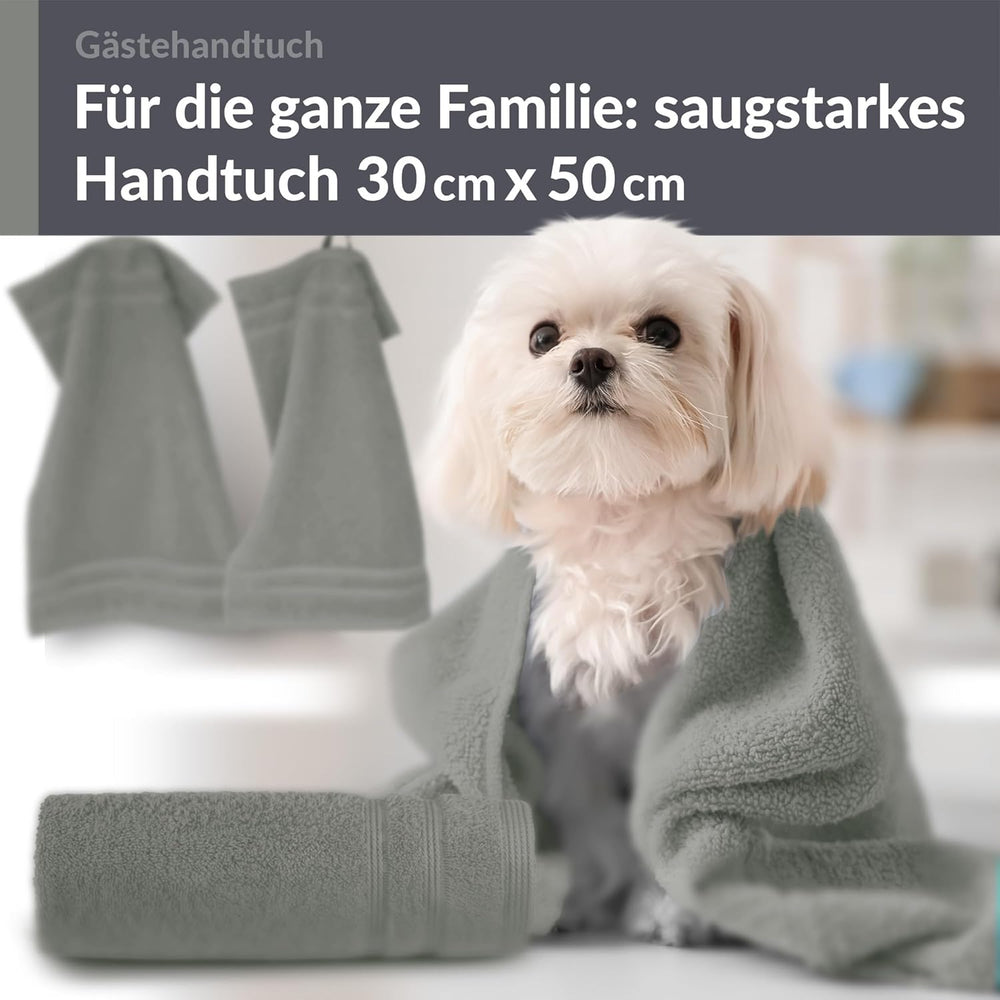 Gästehandtücher Set 30x50 cm 4 Stück Grau - Stein