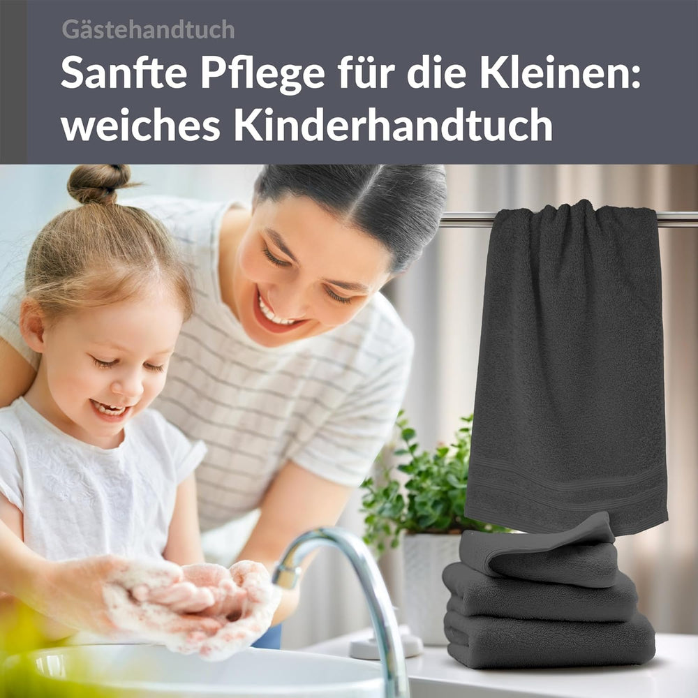 Gästehandtücher Set 30x50 cm 4 Stück Grau - Anthrazit