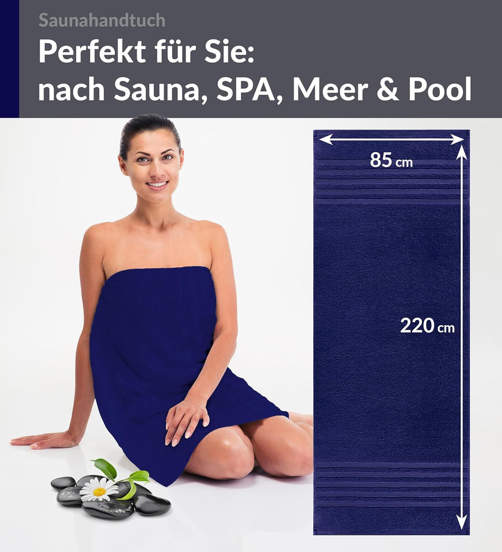 Saunahandtuch extra lang 80x220 cm Blau - Marine