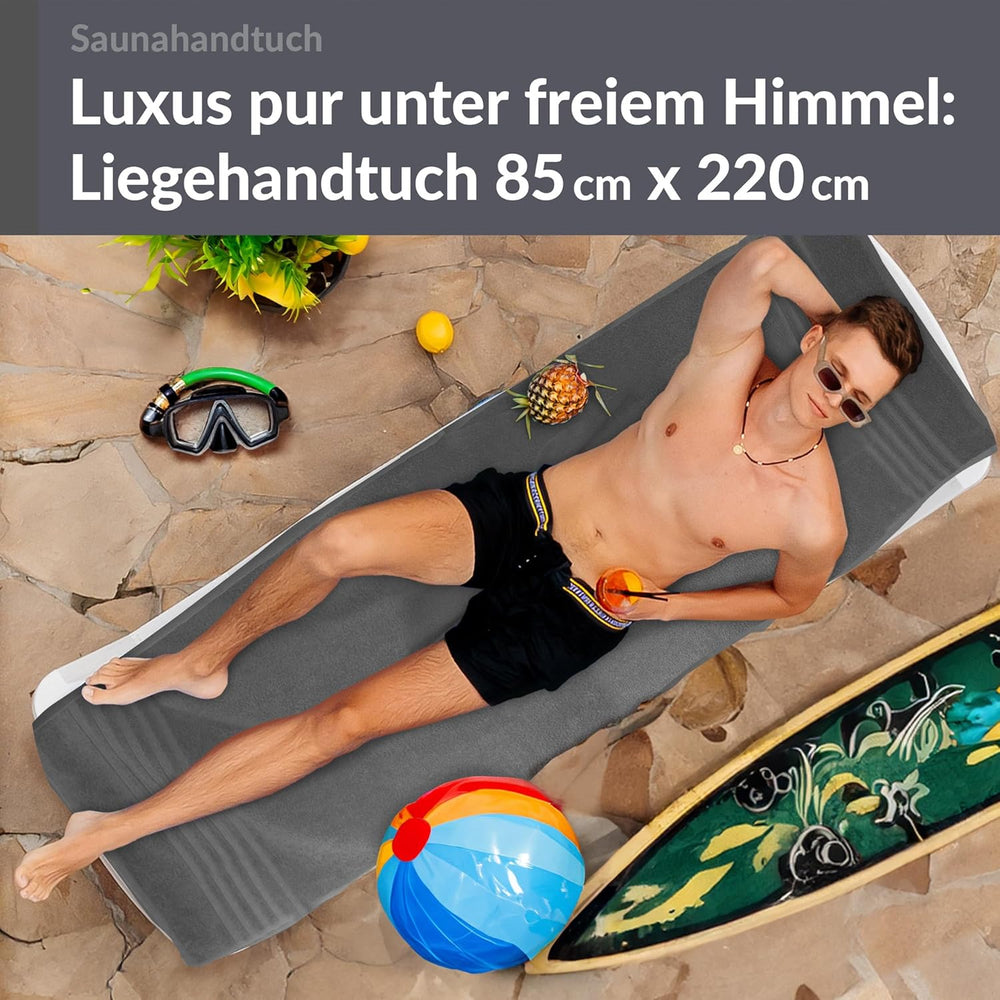 Saunahandtuch extra lang 80x220 cm Grau - Anthrazit