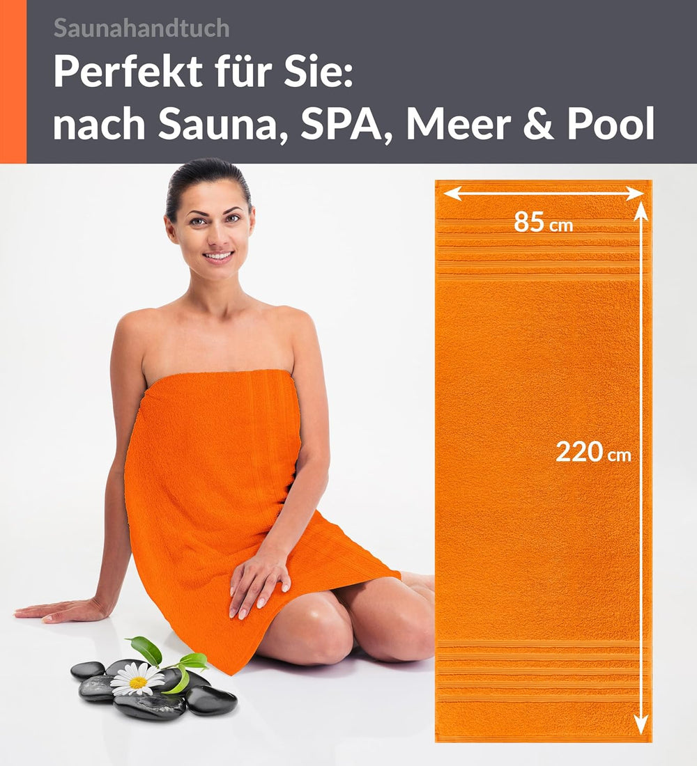Saunahandtuch extra lang 80x220 cm Orange - Clementinen