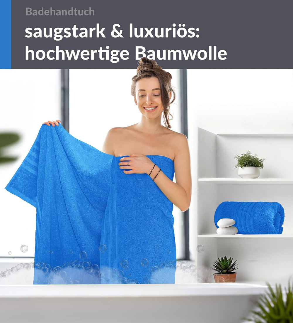 Duschtuch groß 100x150 cm 2er Set Blau - Capri