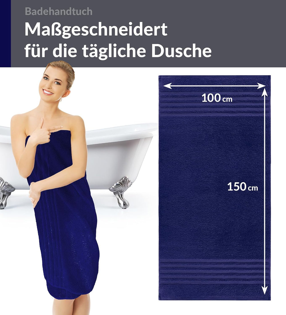 Duschtuch groß 100x150 cm 2er Set Blau - Marine