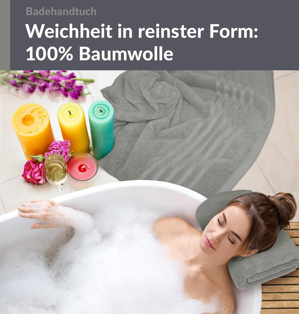 Duschtuch groß 100x150 cm 2er Set Grau - Stein