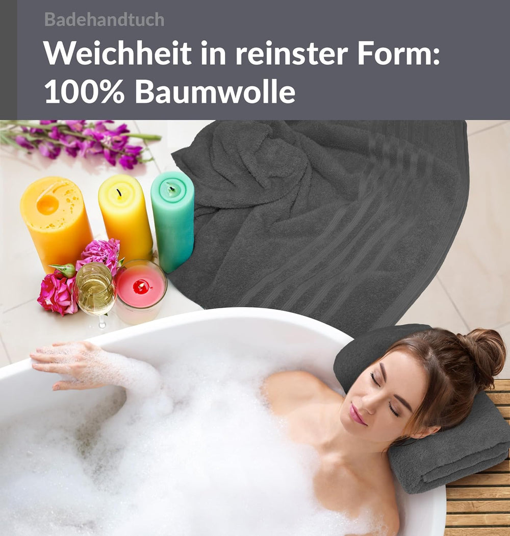 Duschtuch groß 100x150 cm 2er Set Grau - Anthrazit