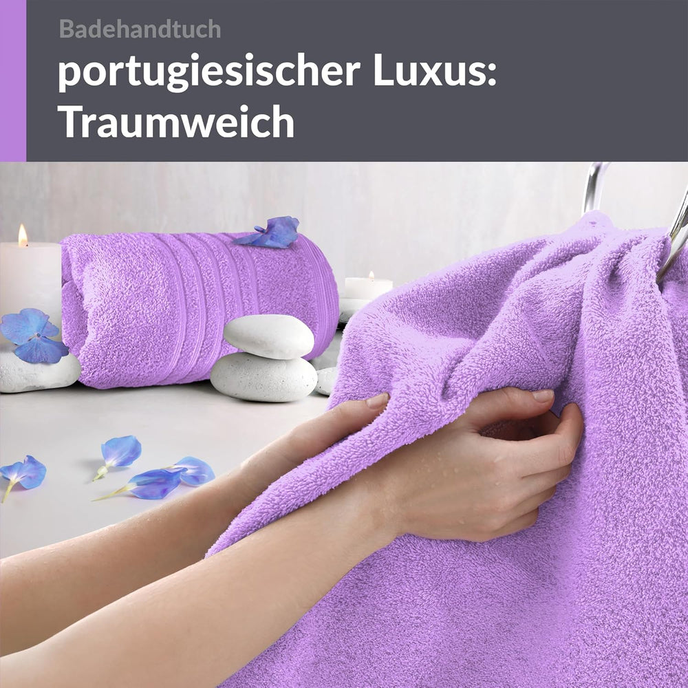Duschtuch groß 100x150 cm 2er Set Lila - Flieder