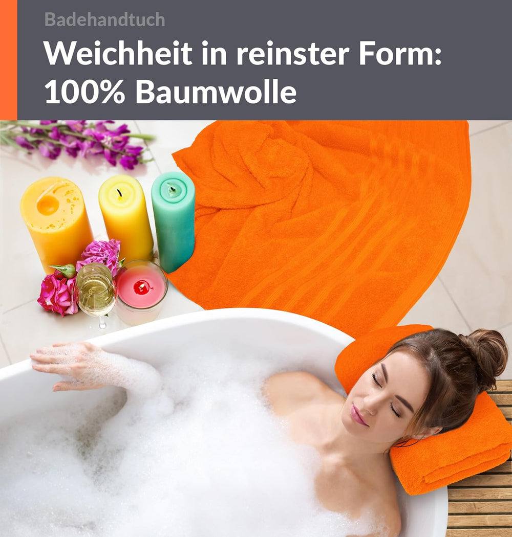 Duschtuch groß 100x150 cm 2er Set Orange - Clementinen