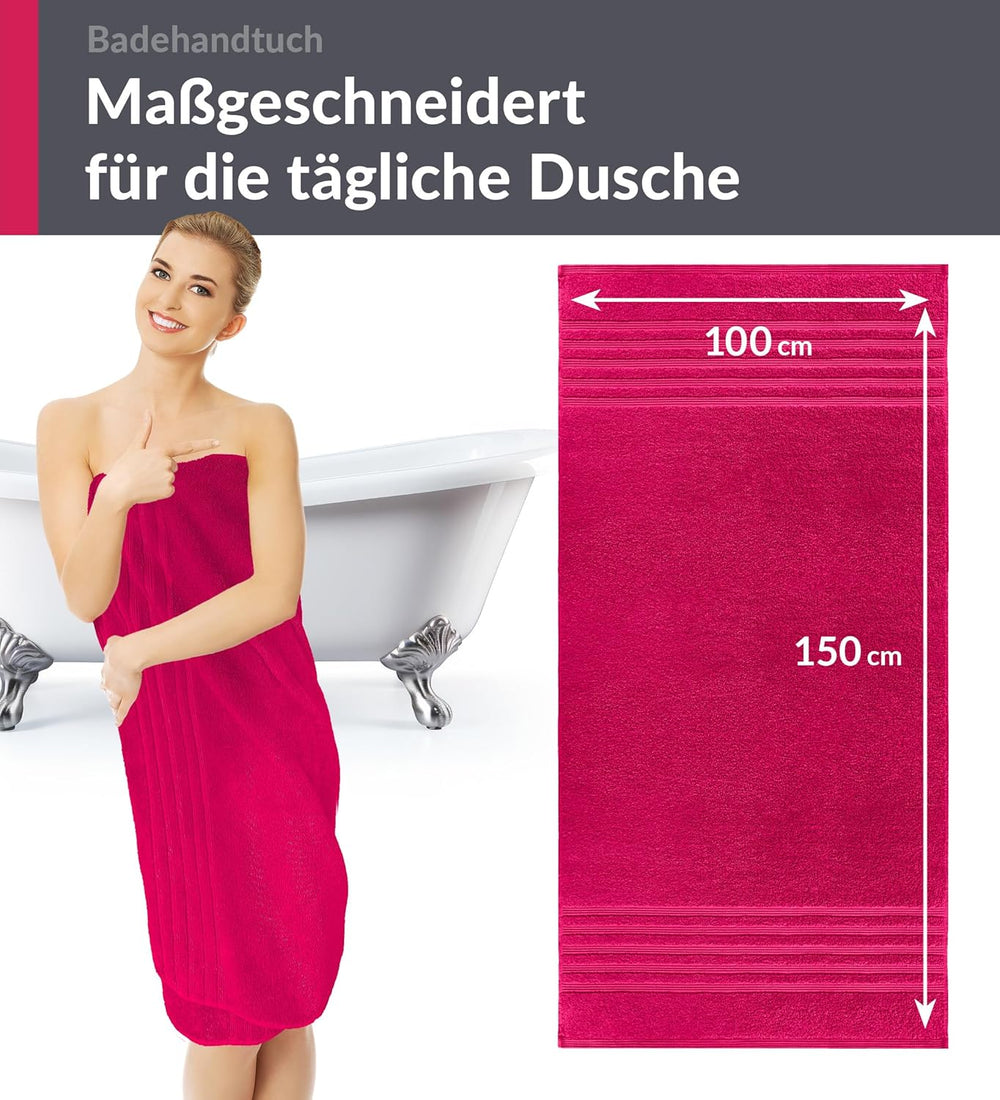 Duschtuch groß 100x150 cm 2er Set Rot - Rhabarber