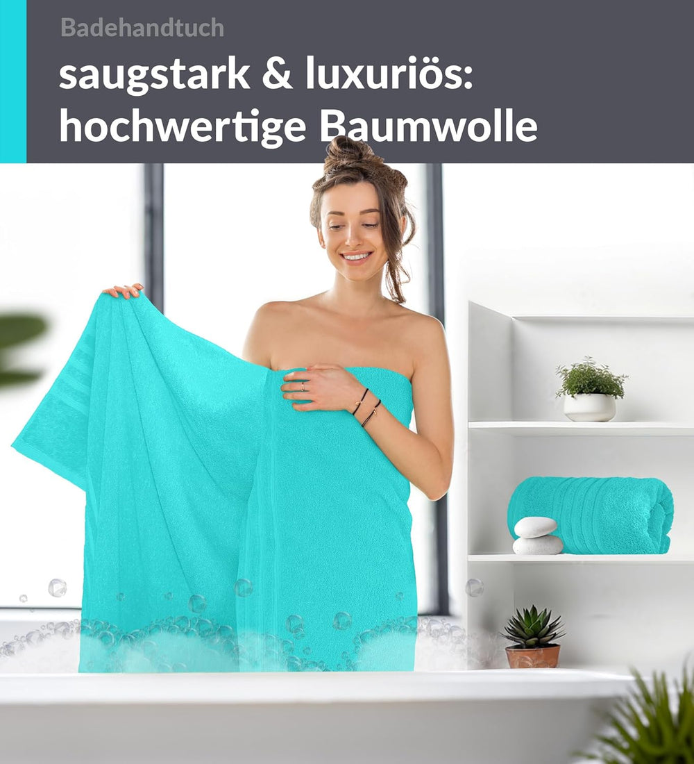 Duschtuch groß 100x150 cm 2er Set Türkis - Lagunen