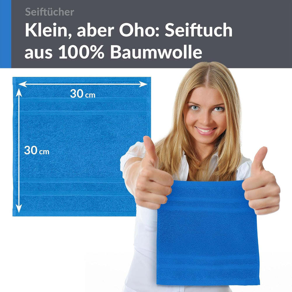 Waschlappen 30x30 cm 2er Set Blau - Capri