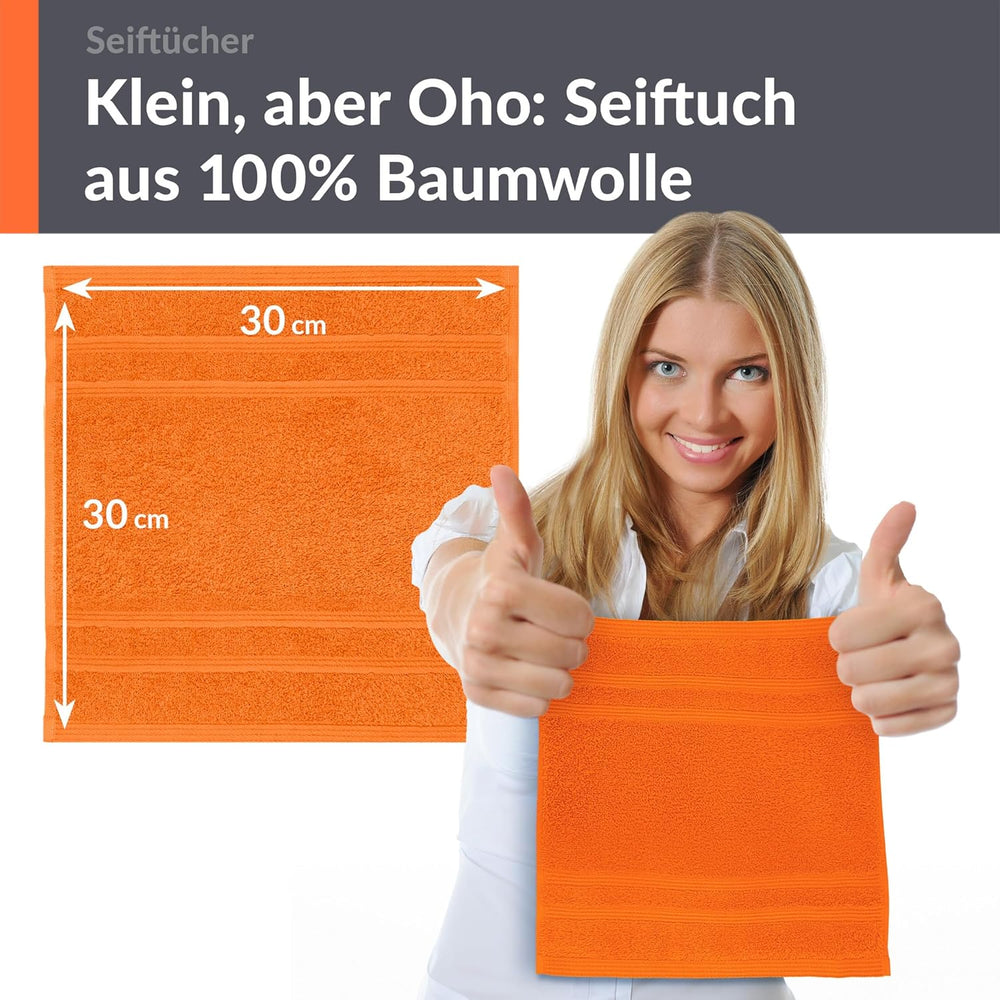 Waschlappen 30x30 cm 2er Set Orange - Clementinen
