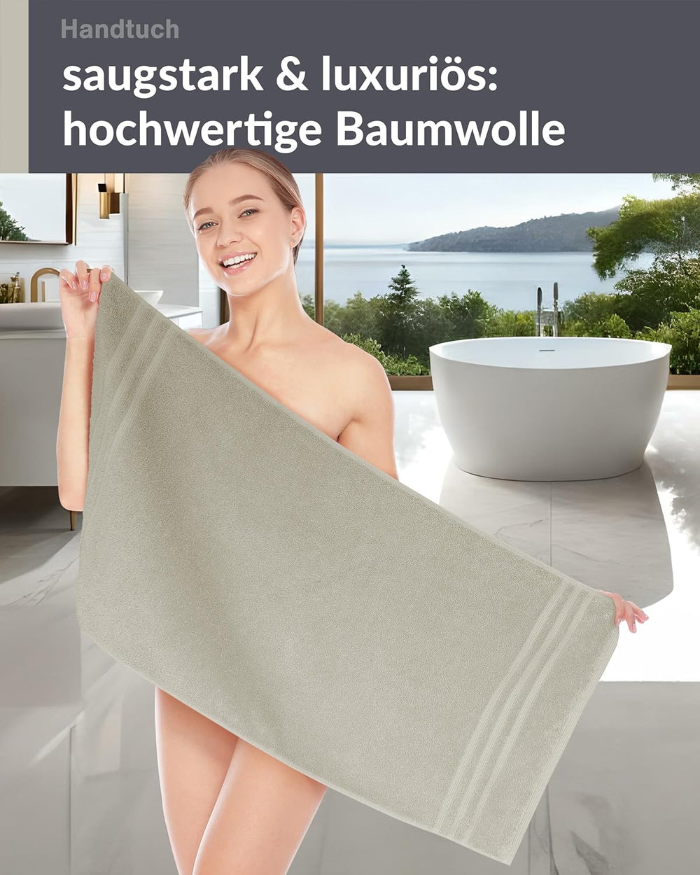 Handtuch 50x100 cm Grau - Kiesel