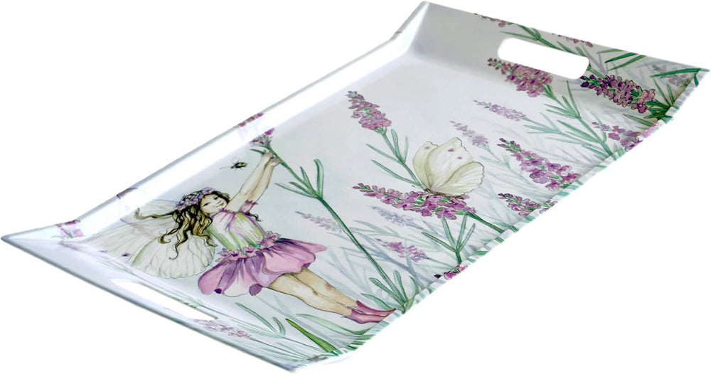 Getränke Tablett groß 47x31 cm, Italienisches Dekotablett, Melamintablett lila Motiv: Elfe
