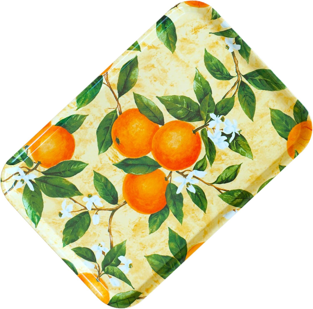 Tablett Deko mit Orangen, praktisches Tablett rechteckig aus Melamin 45x31 cm