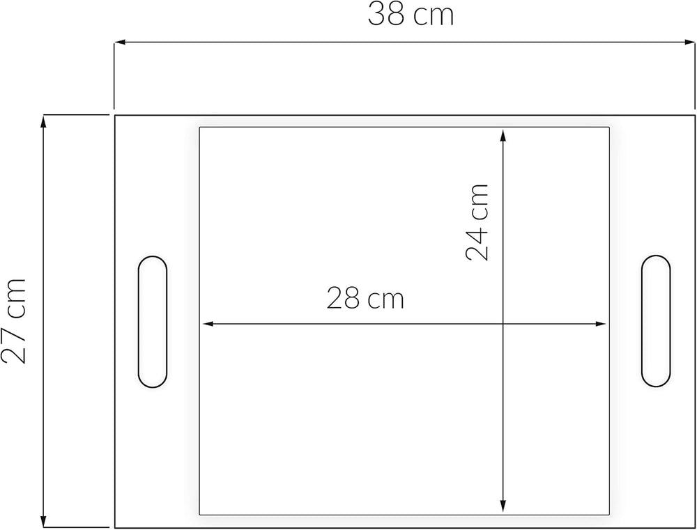 rechteckiges Dekotablett 38x27 cm, Melamintablett mit Griffen blau Motiv: Meer