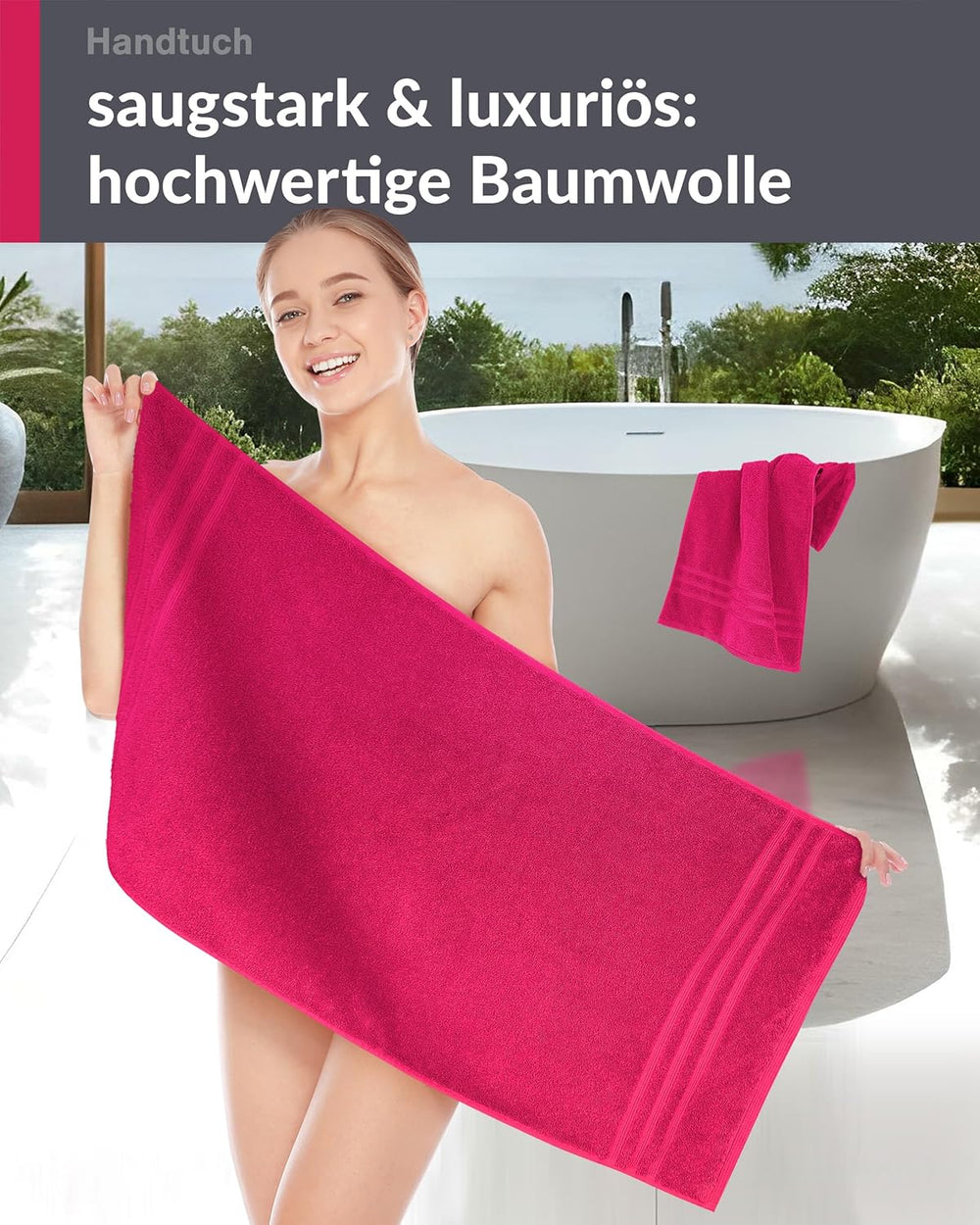 4er Handtücher Set 50x100 cm Baumwolle Rot - Rhabarber