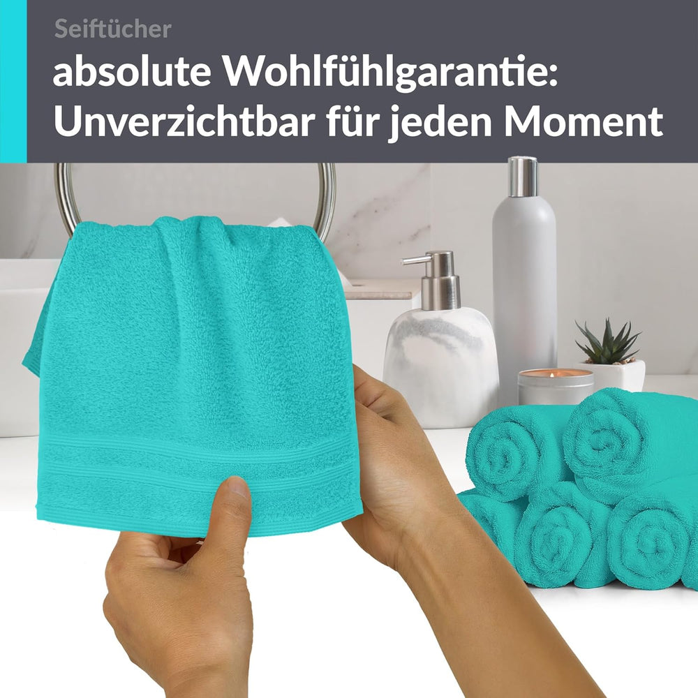 Waschlappen Set 30x30 cm 6 Stück Türkis - Lagunen