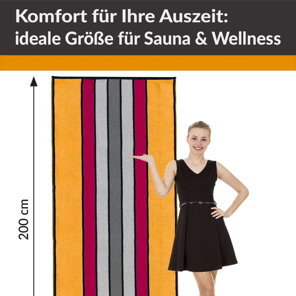 XL Premium Saunahandtuch 85x200 cm, Rot - Orange - Grau,
