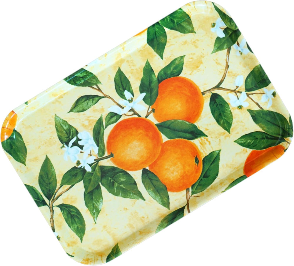 Serviertablett Tablett modern, Deko Tablett mit Orangen 38x26 cm