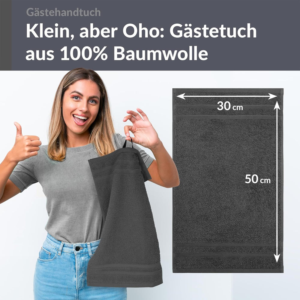 Gästehandtücher Set 30x50 cm 4 Stück Grau - Anthrazit