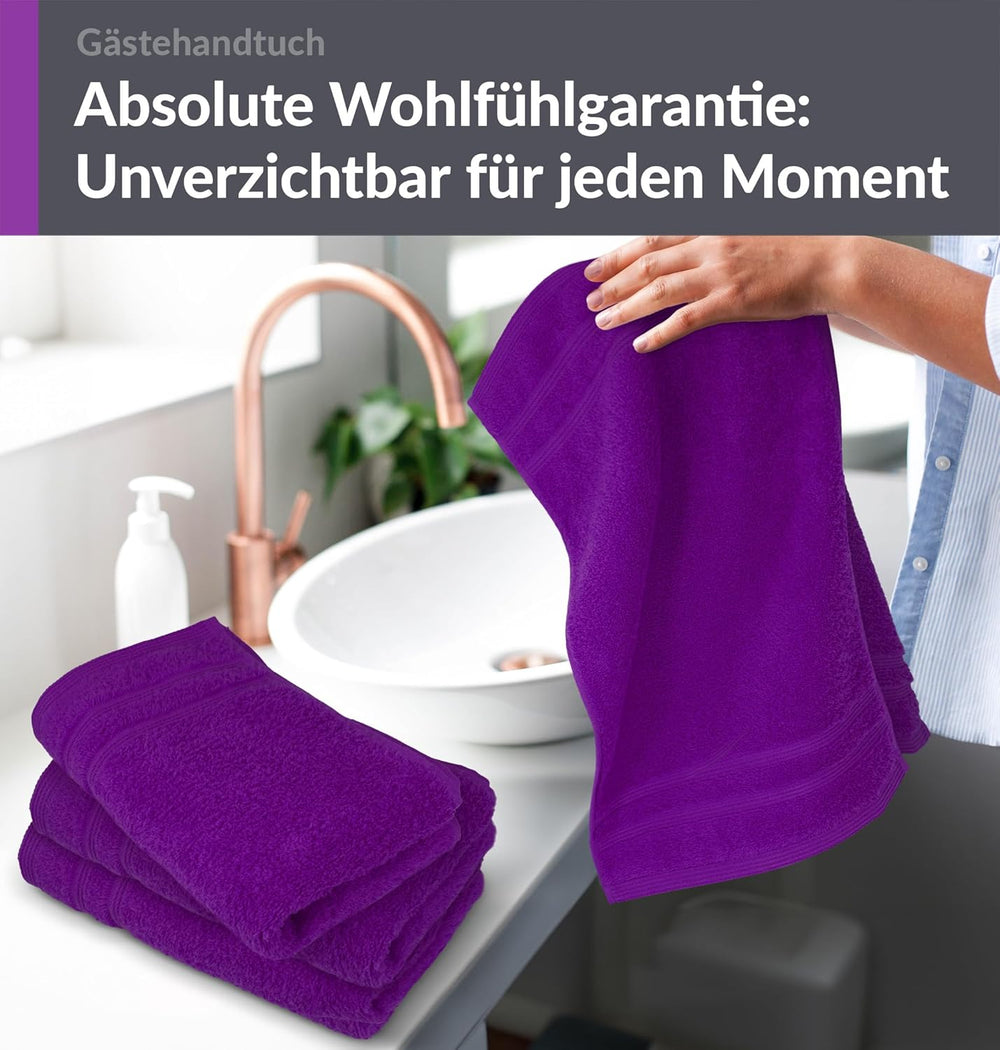 Gästehandtücher Set 30x50 cm 4 Stück Lila - Aubergine