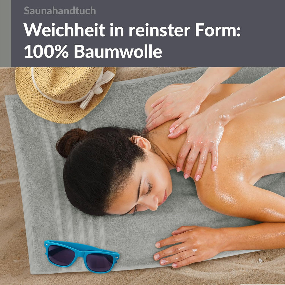 Saunahandtuch extra lang 80x220 cm Grau - Stein