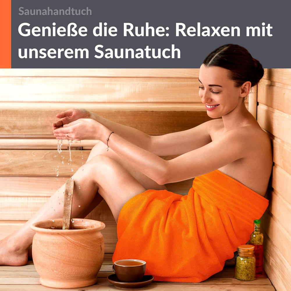 Saunahandtuch extra lang 80x220 cm Orange - Clementinen
