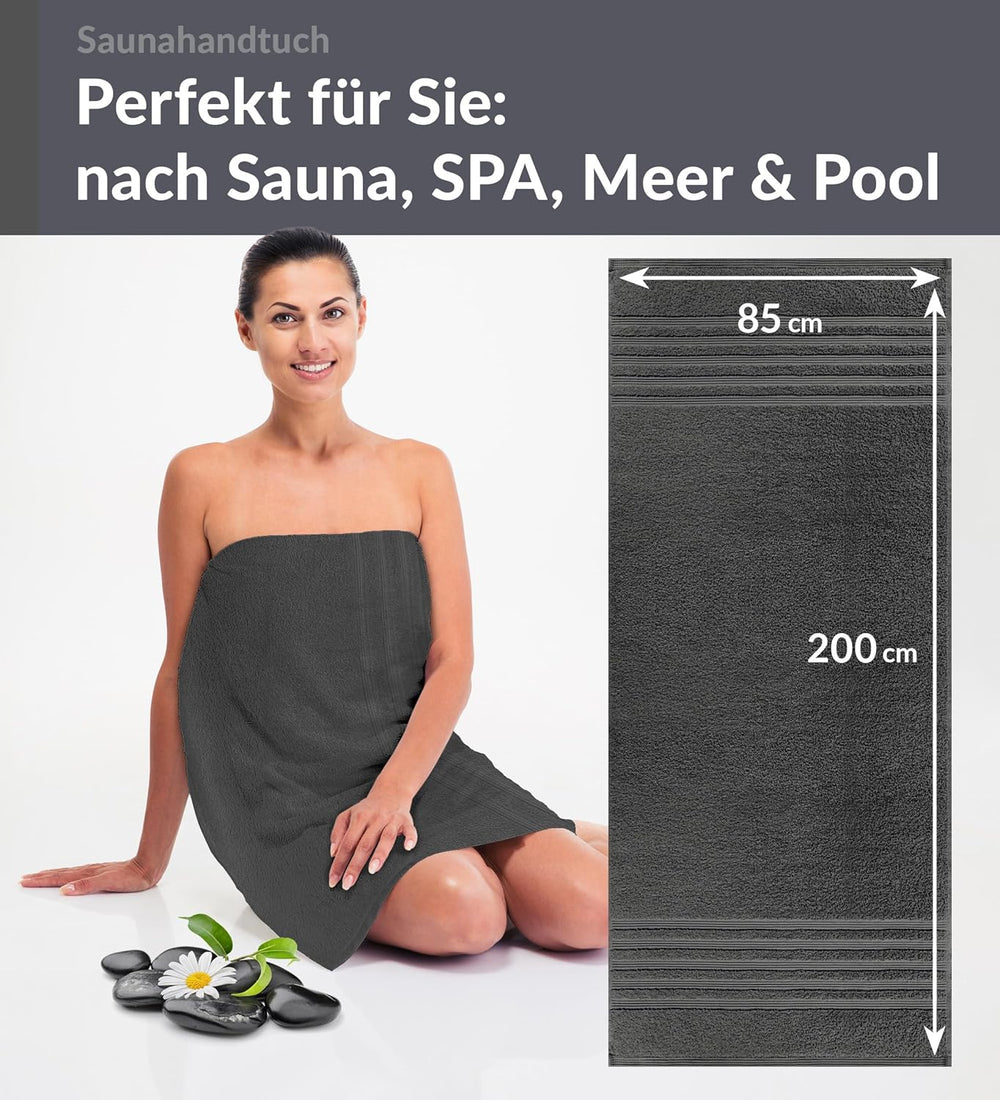 Saunahandtuch 80x200 cm Grau - Anthrazit