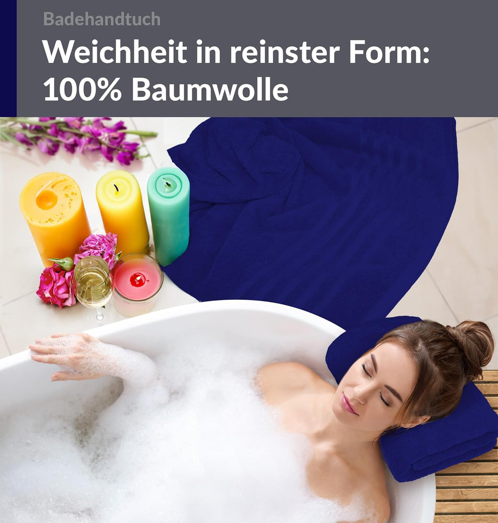 Duschtuch groß 100x150 cm 2er Set Blau - Marine