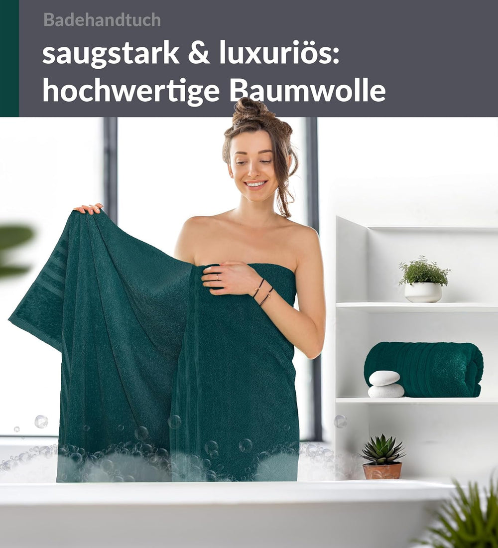 Duschtuch groß 100x150 cm 2er Set Grün - Opal