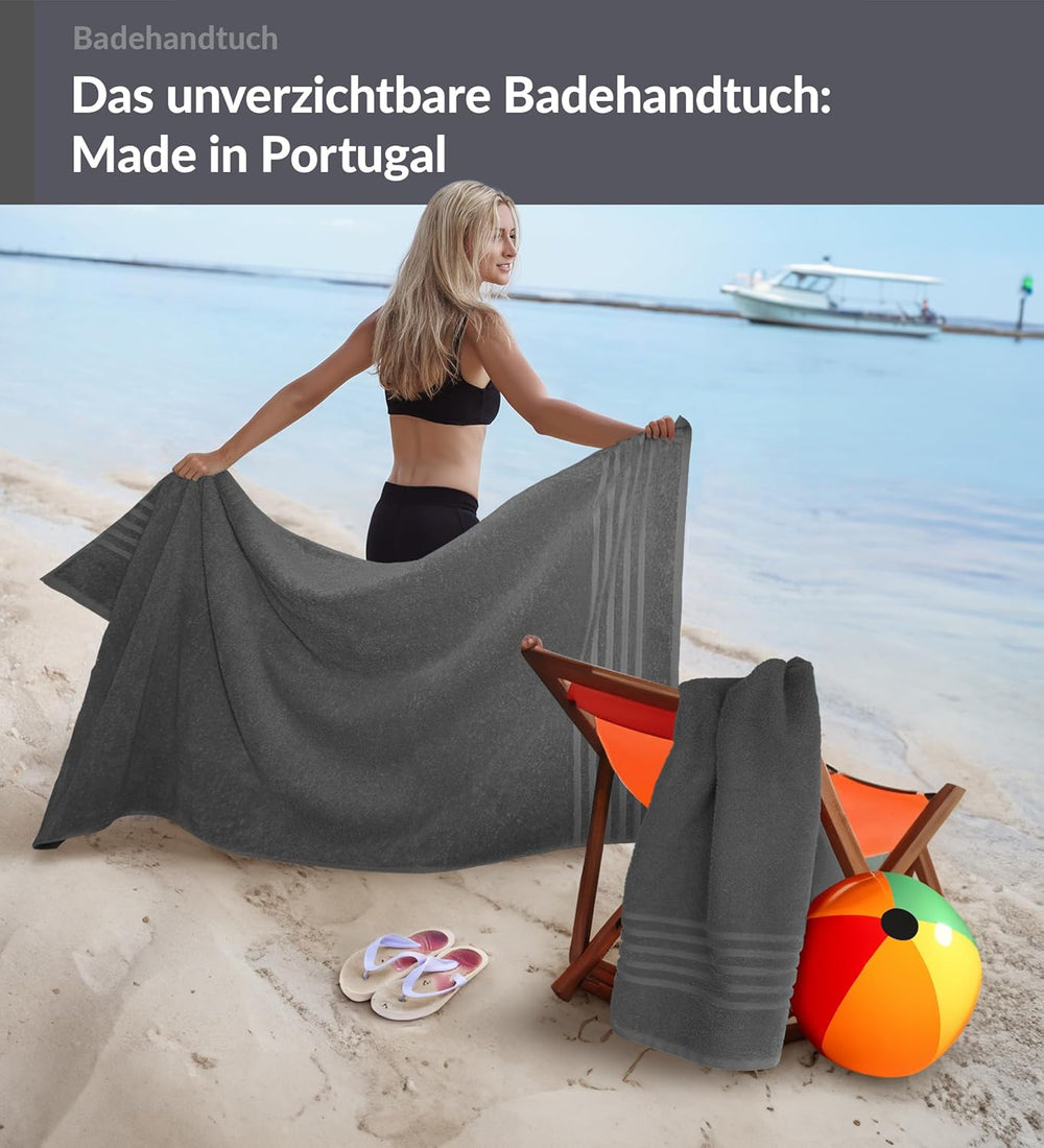 Duschtuch groß 100x150 cm 2er Set Grau - Anthrazit