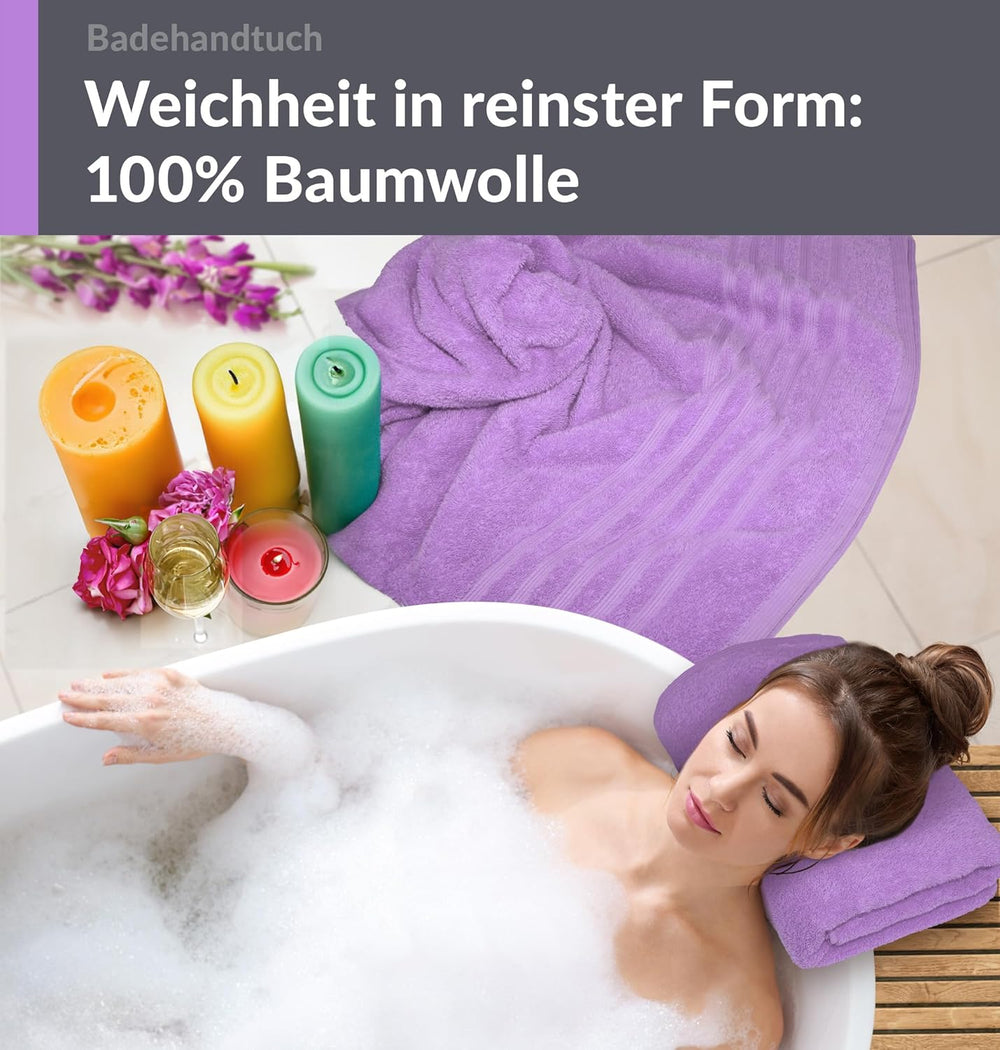 Duschtuch groß 100x150 cm 2er Set Lila - Flieder