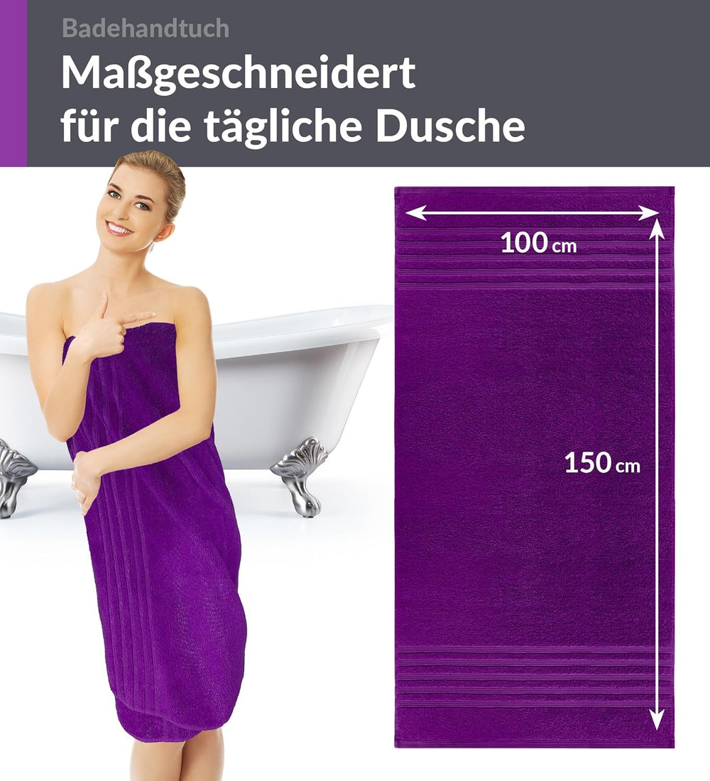 Duschtuch groß 100x150 cm 2er Set Lila - Aubergine