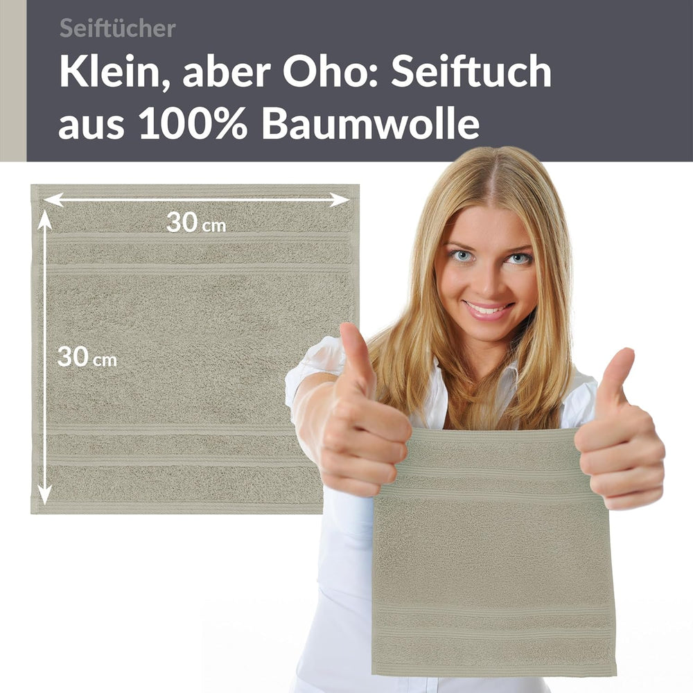 Waschlappen 30x30 cm 2er Set Grau - Kiesel