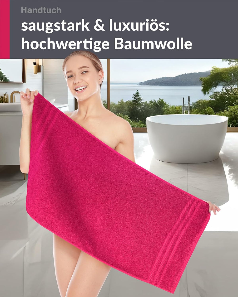 Handtuch 50x100 cm Rot - Rhabarber