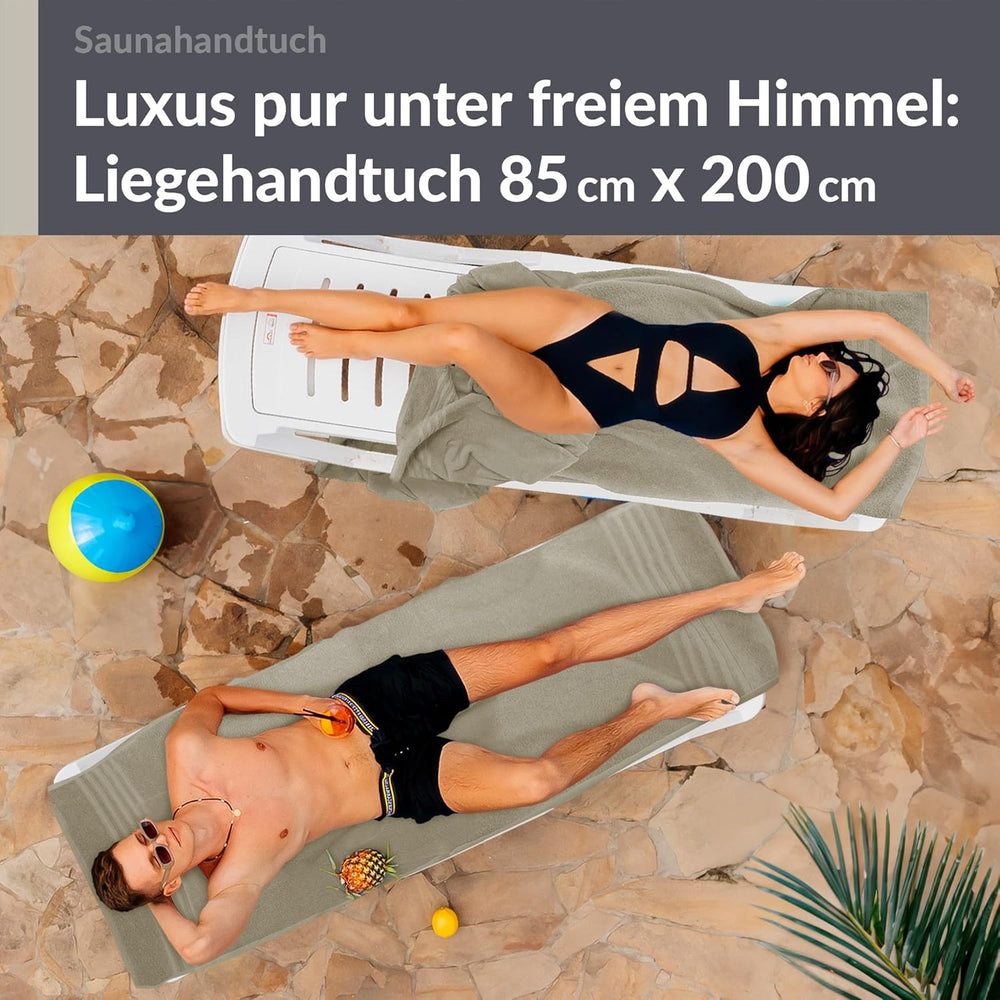 Saunahandtuch groß 80x200 cm 2er Set Grau - Kiesel