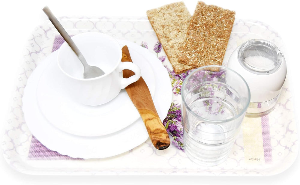 Serviertablett Tragbar, Melamin Servicetablett 38x26 cm, Robustes Picknicktablett, Druck: England Rosen