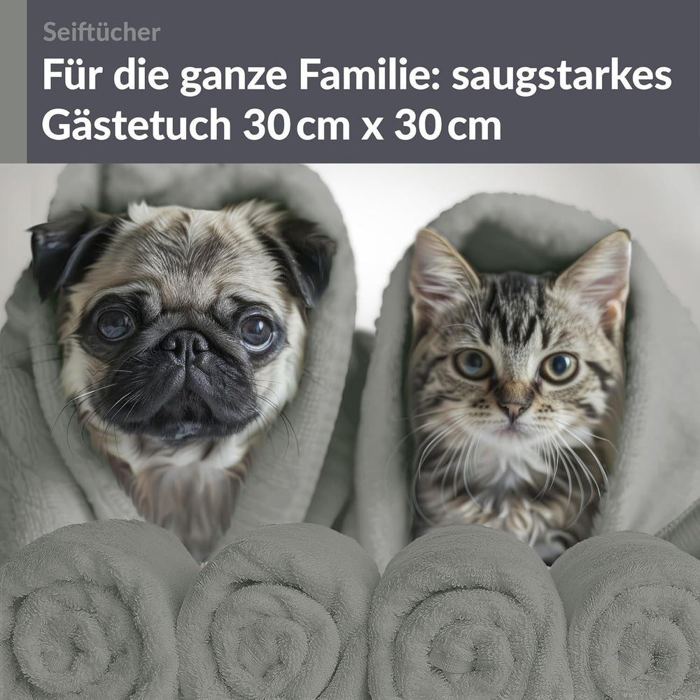 Waschlappen Set 30x30 cm 6 Stück Grau - Stein