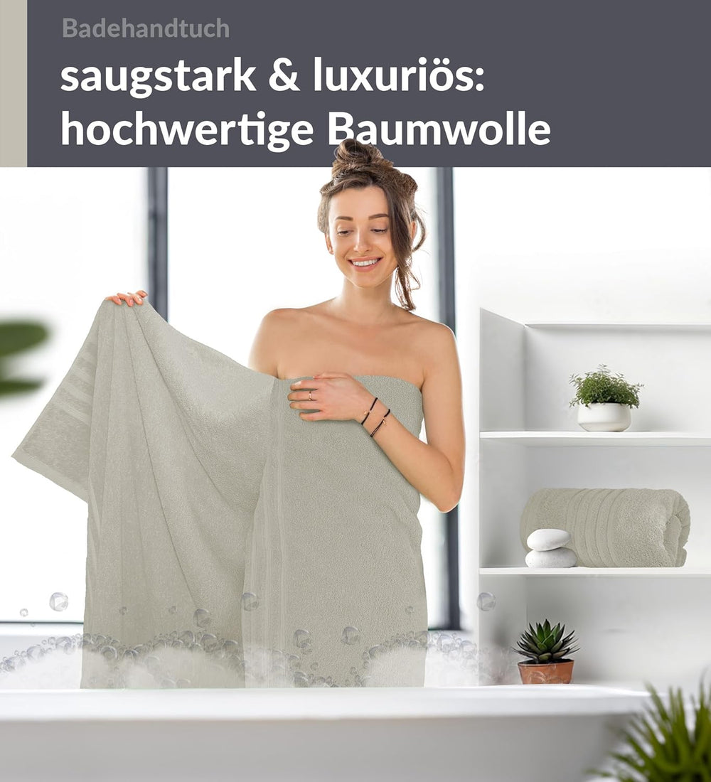 Duschtuch groß 100x150 cm 2er Set Grau - Kiesel
