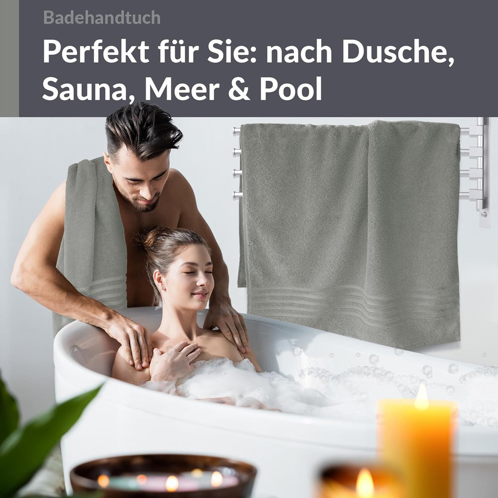 Duschtuch groß 100x150 cm 2er Set Grau - Stein
