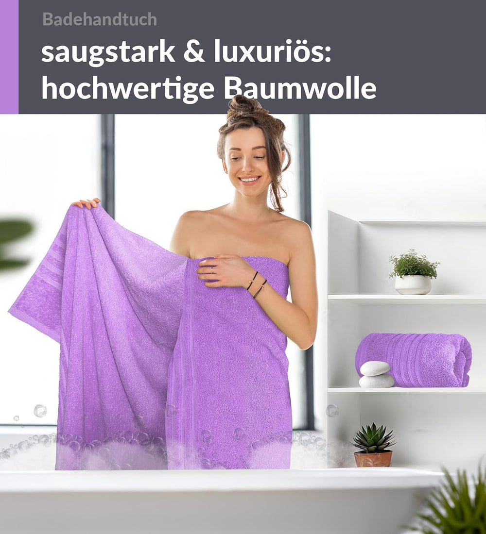 Duschtuch groß 100x150 cm 2er Set Lila - Flieder