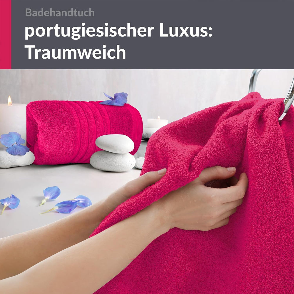 Duschtuch groß 100x150 cm 2er Set Rot - Rhabarber